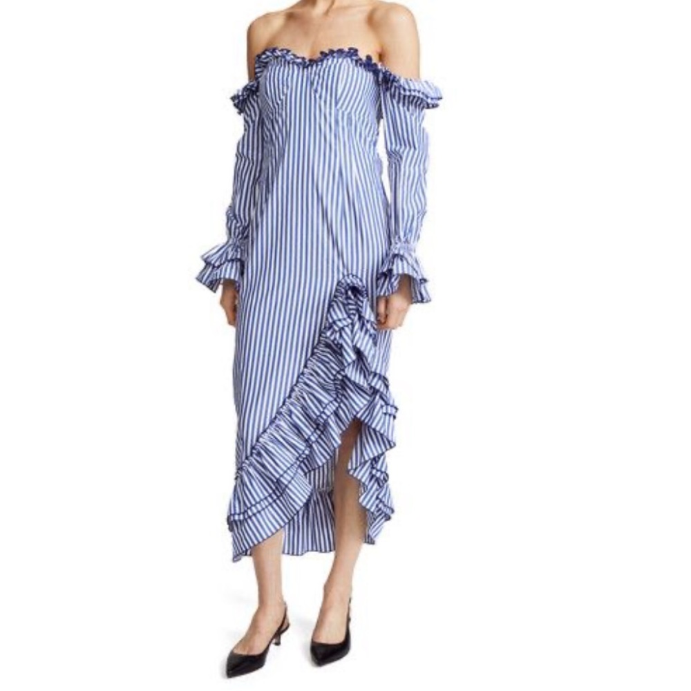 Petersyn X Revolve Kerri indigo striped dress nautical preppy small flaw